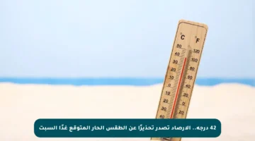 42 درجة.. الأرصاد تصدر تحذيرًا عن الطقس الحار المتوقع غدًا السبت